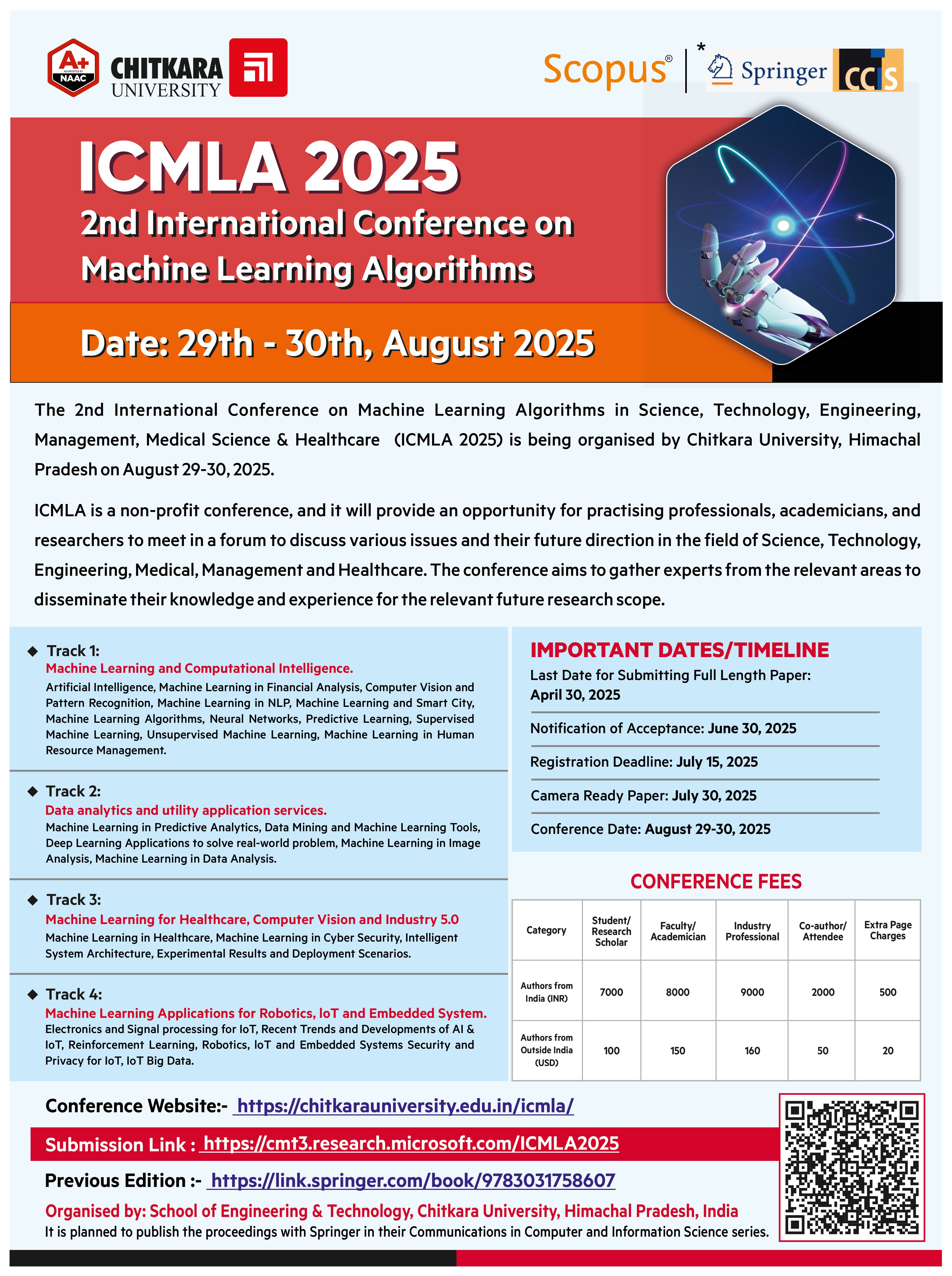 2nd International Conference on Machine Learning Algorithms