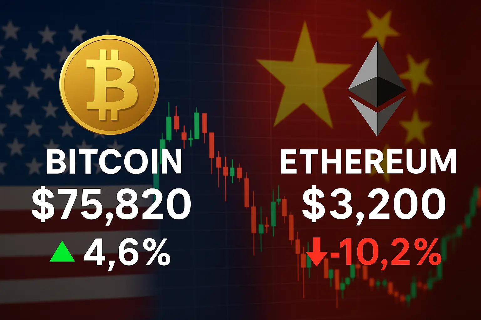 Bitcoin Soars to $76K as Ethereum Tumbles 10% Amid Trade War Jitters