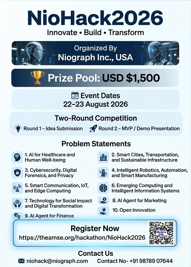 NioHack 2026 Hackathon organized by Niograph Inc. USA | Last Date: 12 August 2026 | Hackathon Date: 22-23 August 2026