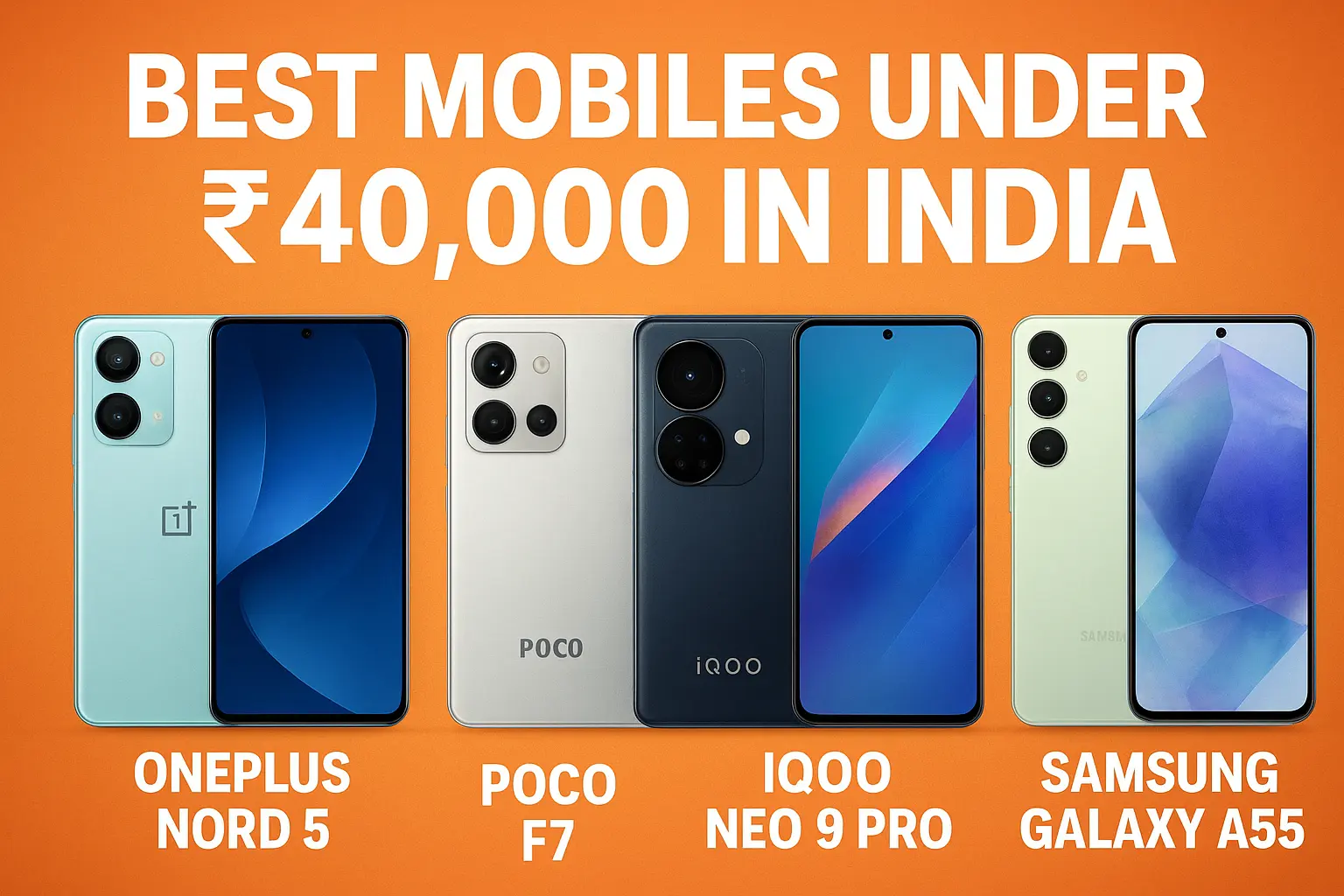 Top Smartphones Under ₹40,000 in India: OnePlus Nord 5, Poco F7, iQOO Neo 9 and More